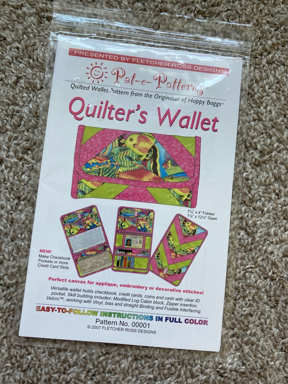 Quilters wallet Pat E Patterns pattern vintage fish design y2k